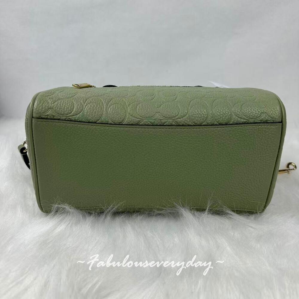Coach Rowan Satchel Bag Crossbody In Signature Leather Gold/Pistachio CEW03 NWT - Picture 4 of 6